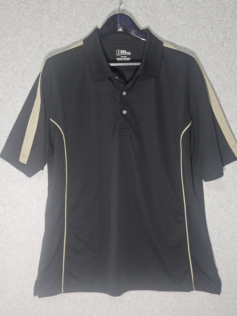 PGA Tour Black And Tan Polo Shirt Size XL